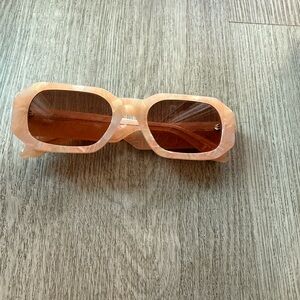 quay australia hyped up pink marble square retro y2k geometric sunglasses NEW